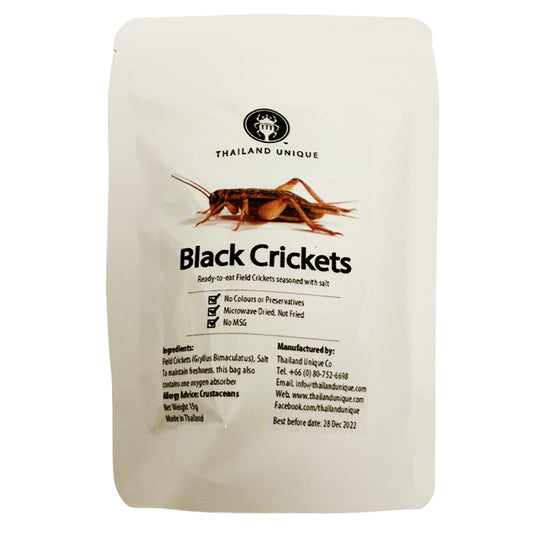 Thailand Unique Edible Black Crickets -  High Protein Snack Insects Superfood