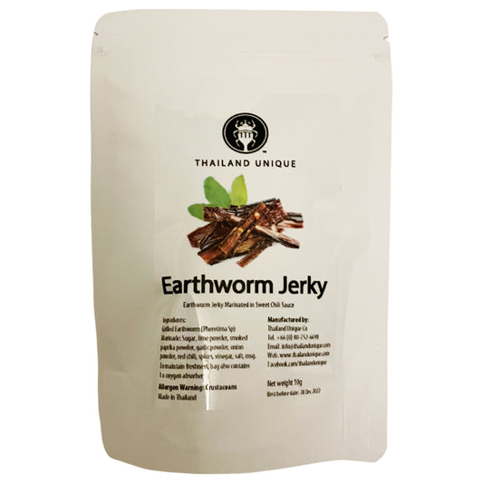 Thailand Unique Edible Earthworm Jerky -  High Protein Snack Insects Superfood